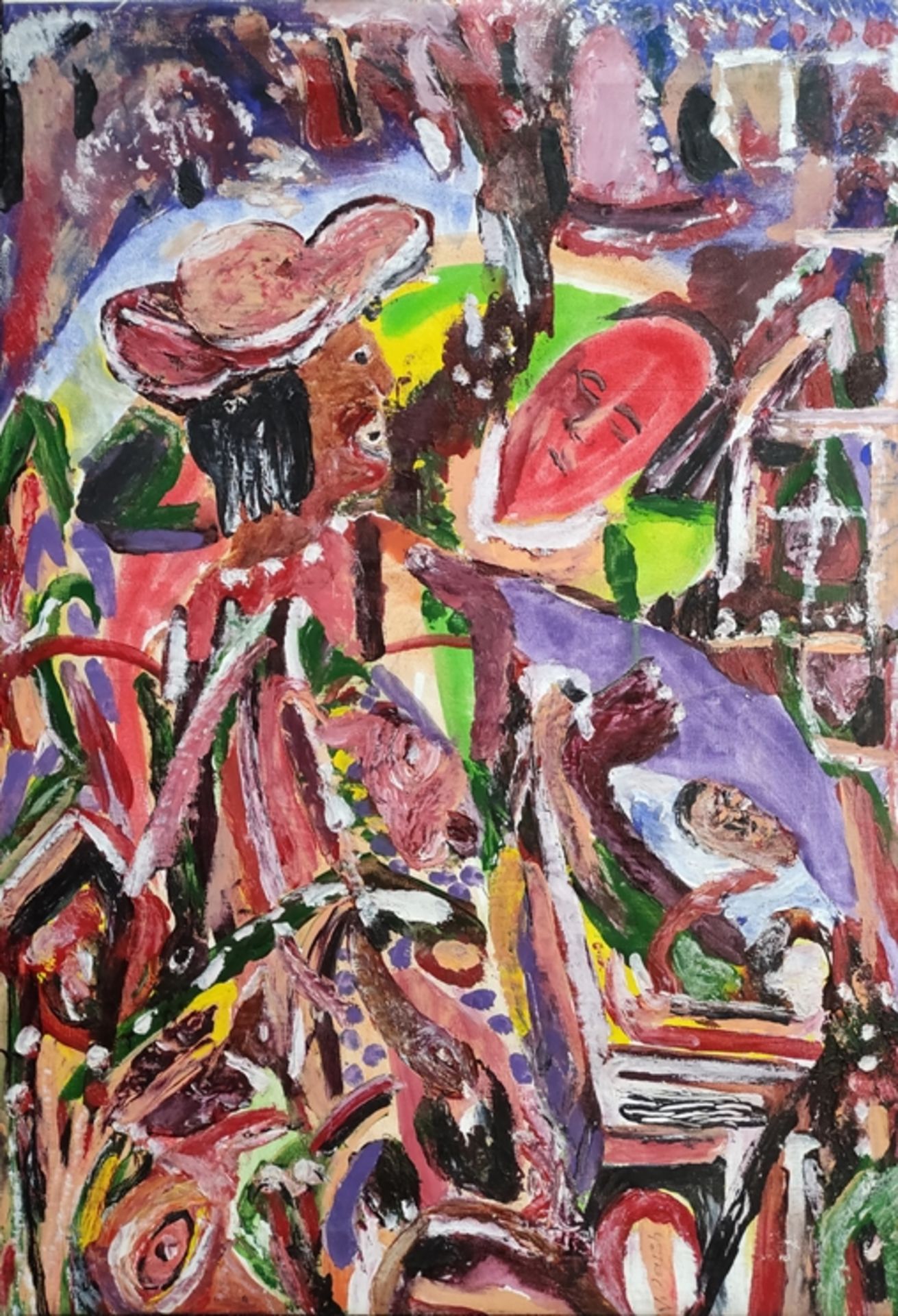 Brush, Wanyu (1947 Nairobi) "Untitled", Öl auf Leinwand, rechts unten signiert, 62,5x43 cm