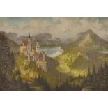 Landschaftsmaler (20. Jahrhundert) "Blick von der Marienbrücke auf Schloss Neuschwanstein", im Hint