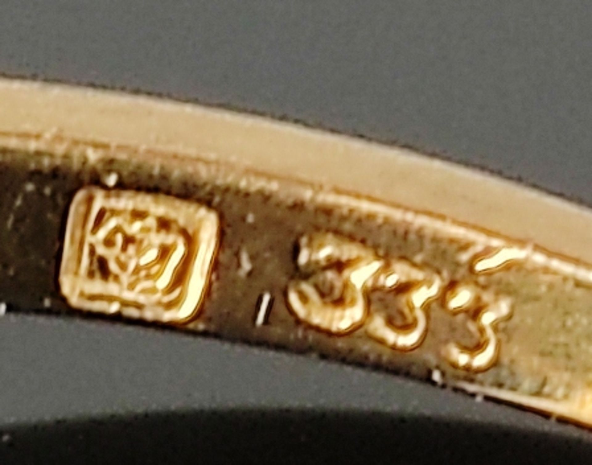 3 Gold-Ringe, einer mit einem hellblauen Schmuckstein, Gelbgold 333/8K, Größe 56, einer mit einem k - Bild 3 aus 3