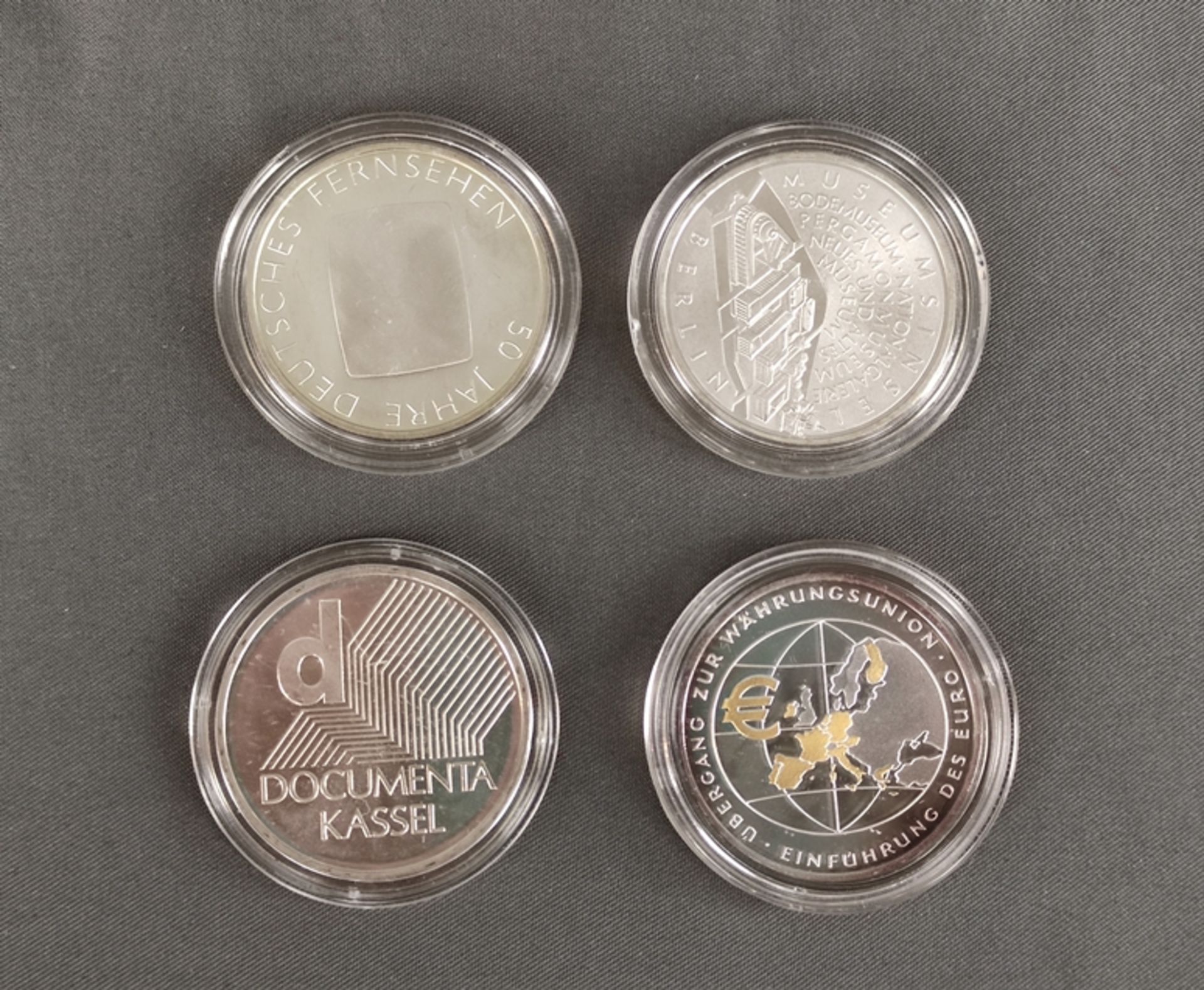 4 Silber-Münzen, Gedenkmünzen, je zu 10 Euro, Sterlingsilber, bestehend aus: 50 Jahre Deutsches Fer - Bild 2 aus 2