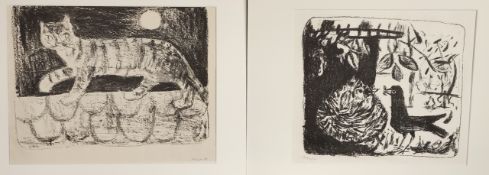 Herzger, Walter (1901-1985) "Fütterung", Lithographie, links unten signiert, 32x36 (Darstellung), 5
