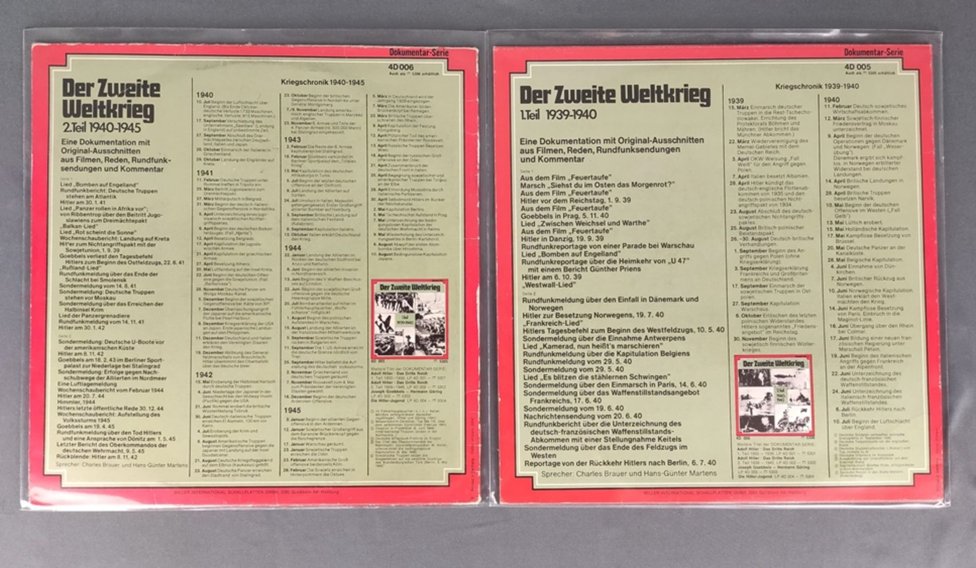 2 Schallplatten, "Der zweite Weltkrieg", Teil 1 und 2, Vinyl, Dokumentar-Serie, Miller Internationa - Bild 2 aus 2