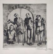 Münch-Khe, Willi (1885 - 1961 Karlsruhe) "Helden", Radierung, rechts unten signiert und (19)22 dati