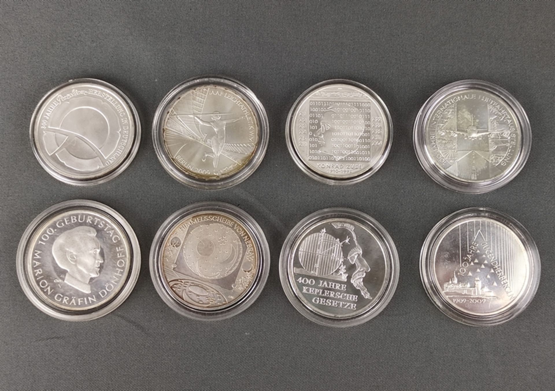 8 Silber-Münzen, Gedenkmünzen, je zu 10 Euro, Sterlingsilber, bestehend aus: 100 Jahre Luftfahrt, 2 - Bild 2 aus 2