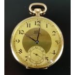 Taschenuhr, "Pavillons Watch Co. Geneva", 585/14K Gelbgold, Ziffernblatt mit arabischen Ziffern, kl