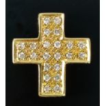 Kreuz-Anhänger mit 22 Brillanten, zusammen um ca. 0,22ct, 750/18K Gelbgold, 3,6g, 1,4x1,3cm