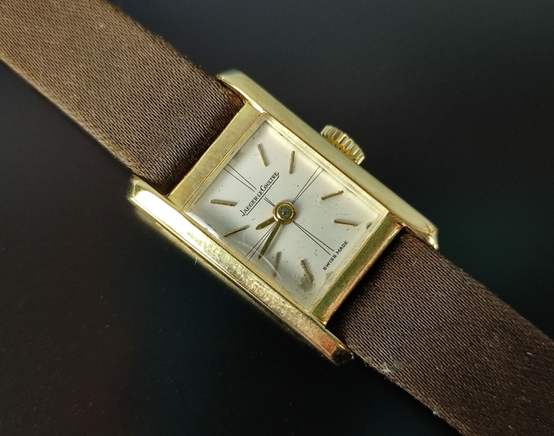 Armbanduhr, Jaeger LeCoultre, rechteckiges Ziffernblatt mit Indizes (18x14mm), Kaliber 1634, nummer - Bild 2 aus 3