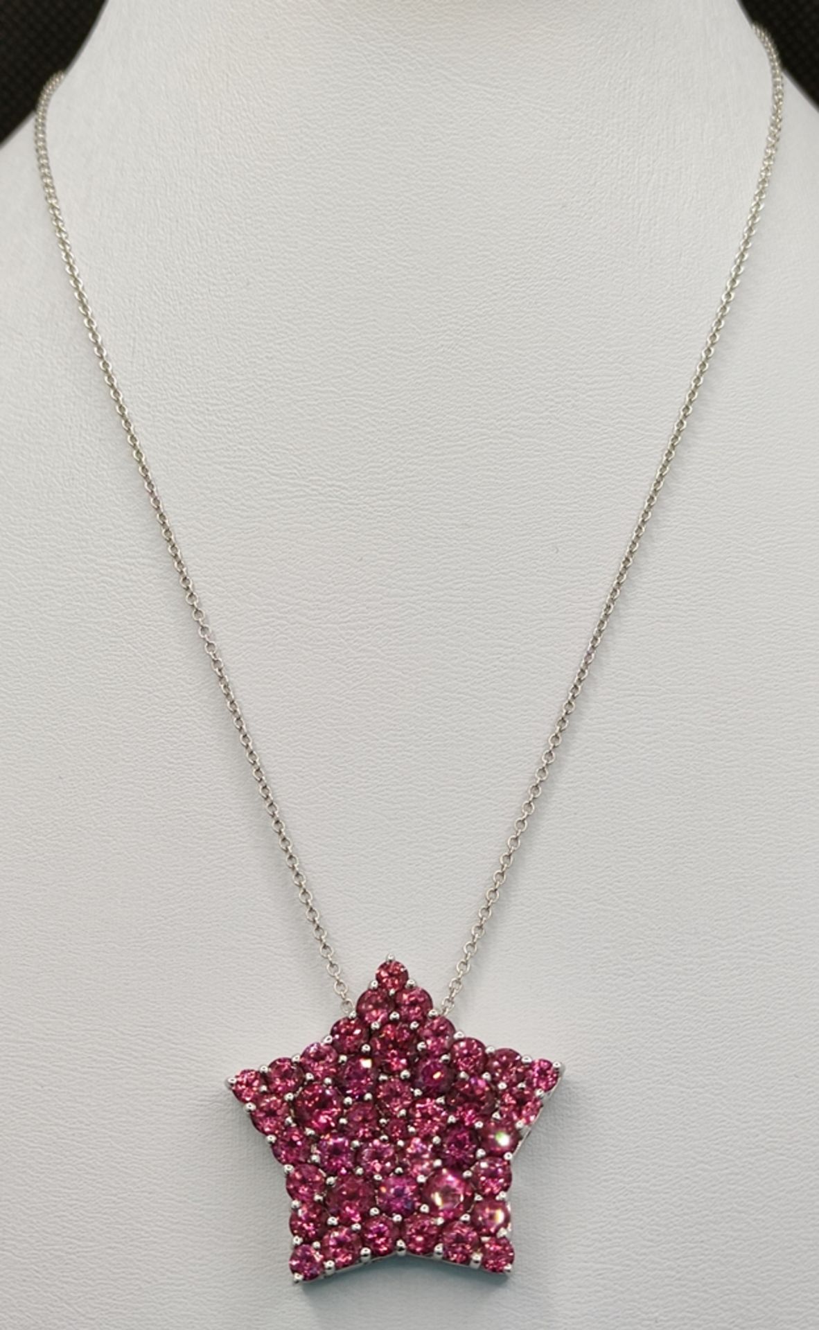 Star pendant on chain, Pasquale Bruni, No. 2211 AL, set with 40 tourmalines (pink), 750/18K white g - Image 2 of 3