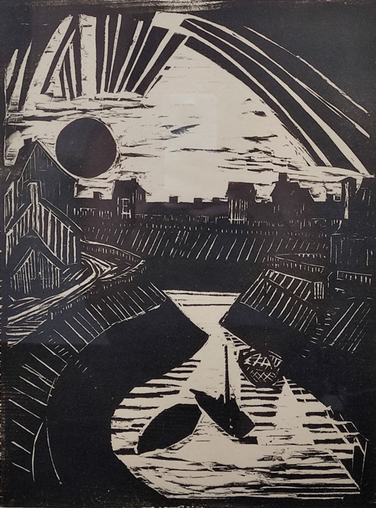 Heckel, Erich (1883 Döbeln-1970 Radolfzell) "Ostende (Krummer Kanal)", woodcut, signed and (19)15 o