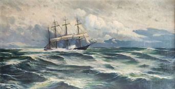 Thomas, Paul (1868 - 1910 Frankreich) "Auf hoher See", Schiff auf stürmischer See, Supraporta, Öl a