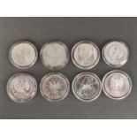 8 Silber-Münzen, Gedenkmünzen, je zu 10 Euro, Sterlingsilber, bestehend aus: 100 Jahre Luftfahrt, 2