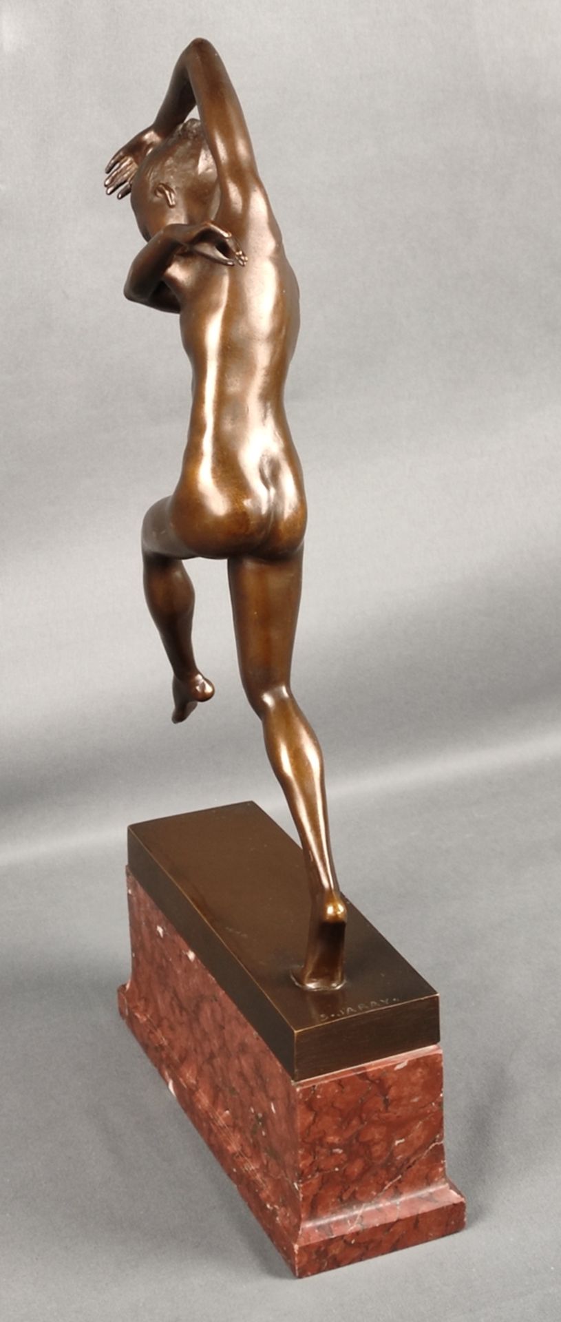 Jaray, Sandor (1870 Timisoara -1916 London) "Dancer", dynamic figure study on plinth, bronze, brown - Image 3 of 5