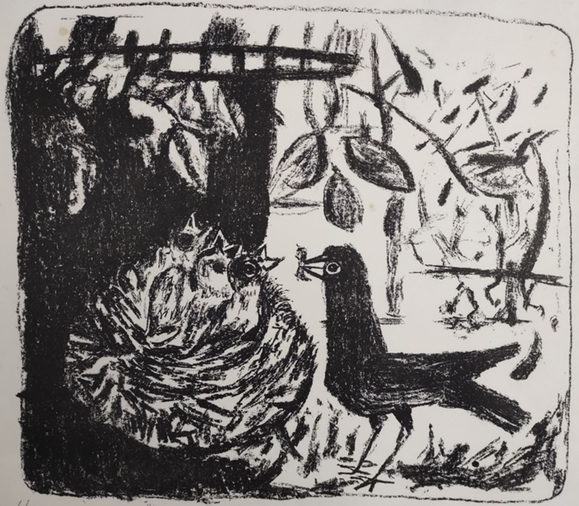 Herzger, Walter (1901-1985) "Fütterung", Lithographie, links unten signiert, 32x36 (Darstellung), 5 - Bild 4 aus 6