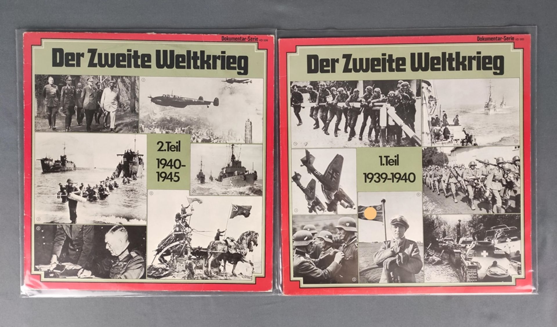 2 Schallplatten, "Der zweite Weltkrieg", Teil 1 und 2, Vinyl, Dokumentar-Serie, Miller Internationa