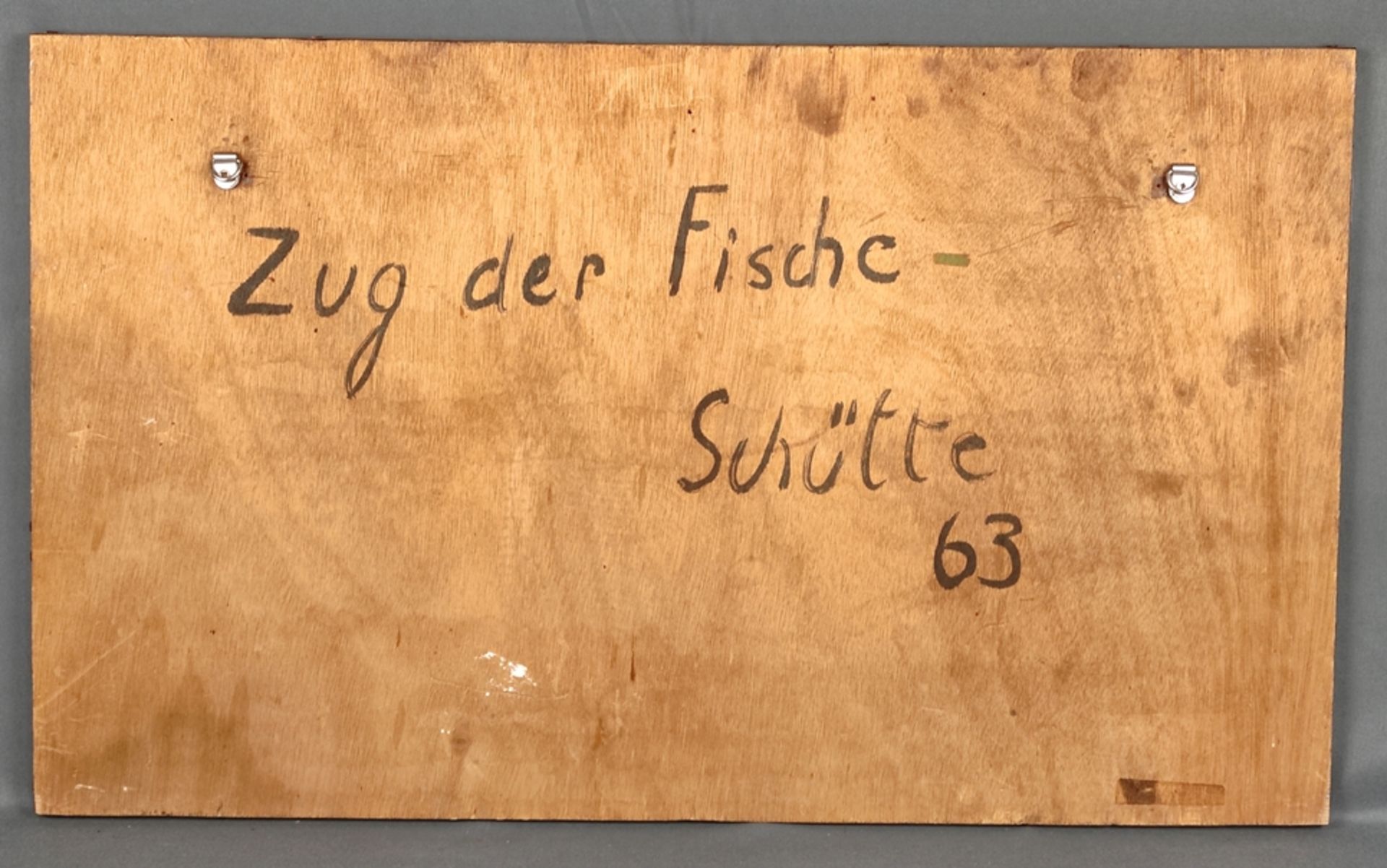 Schütte, Hermann (1893 Osnabrück - 1973 Hamburg) "Zug der Fische", stylized school of fish on blue  - Image 2 of 2