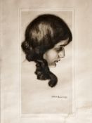 Brüning, Max (1887-1968) "Profil einer Dame" mit herabfallendem Zopf, Radierung, links unten in der