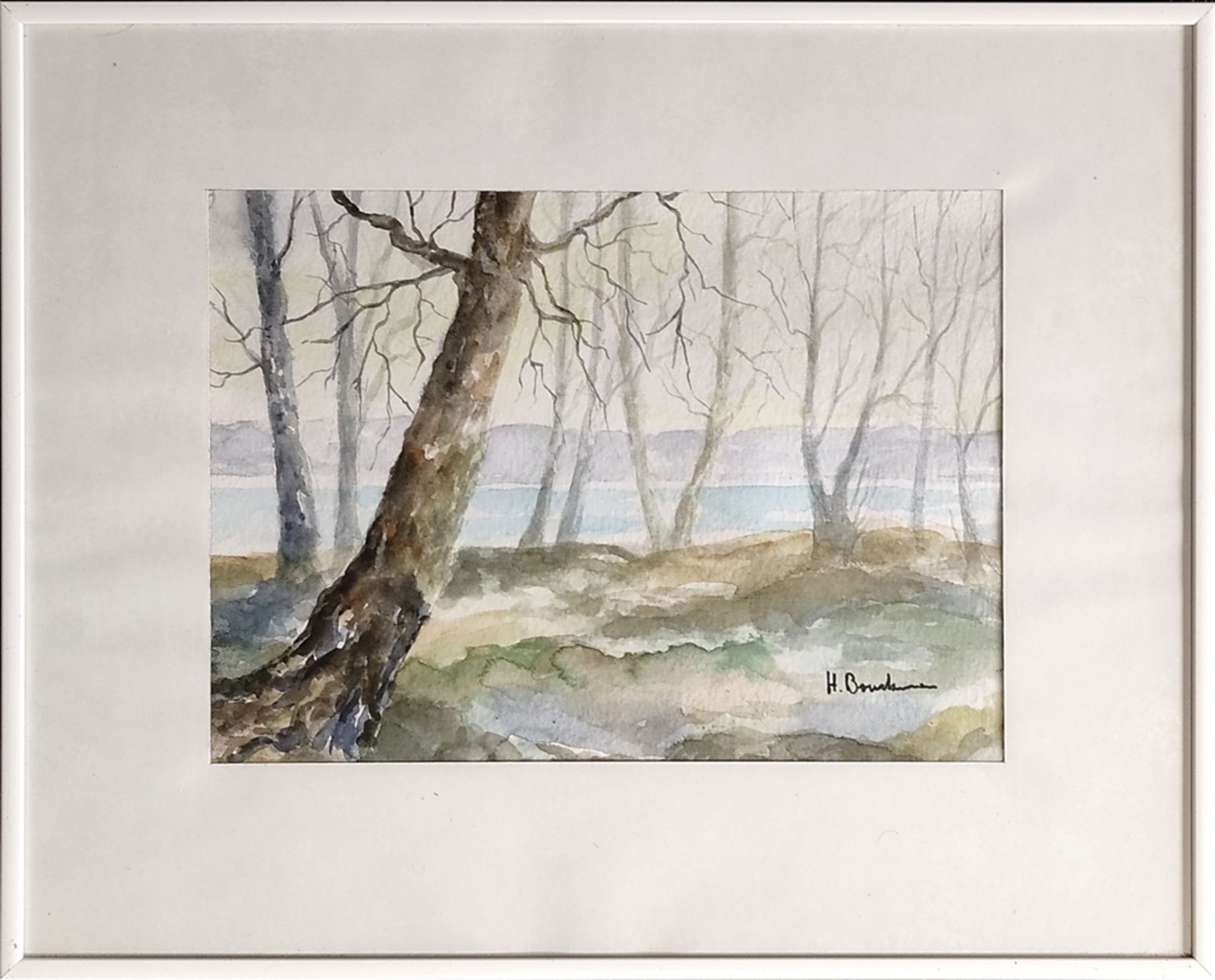 Bruckmann, Hans (20. Jahrhundert Meckenbeuren) "Blick auf den See", Aquarell auf Papier, rechts unt - Bild 2 aus 3
