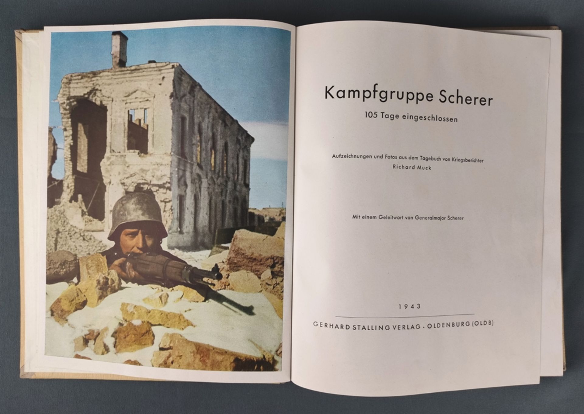 Richard Muck, "Kampfgruppe Scherer, 105 Tage eingeschlossen", Aufzeichnungen und Fotos aus dem Tage - Bild 2 aus 3