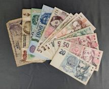 Geldschein-Lot, Tschechien, Türkei, Ungarn, 12 Scheine, bestehend aus 20 Korun, 1994, 50 Korun, 199