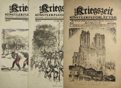 Konvolut von 3 "Kriegszeit Künstlerflugblätter", 1. Weltkrieg, herausgegeben von Paul von Cassirer 