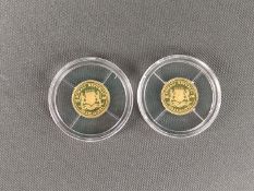 2 Goldmünzen, je 200 Shillings, Somalia, 2004, Feingold, 0,62g, in Kapsel
