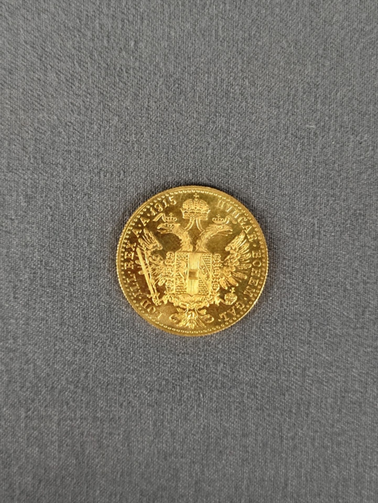 Goldmünze, 1 Dukat, Franz Josef I., Österreich, 1915, 986 Gold, 3,4g, Diameter 20mm - Bild 2 aus 2