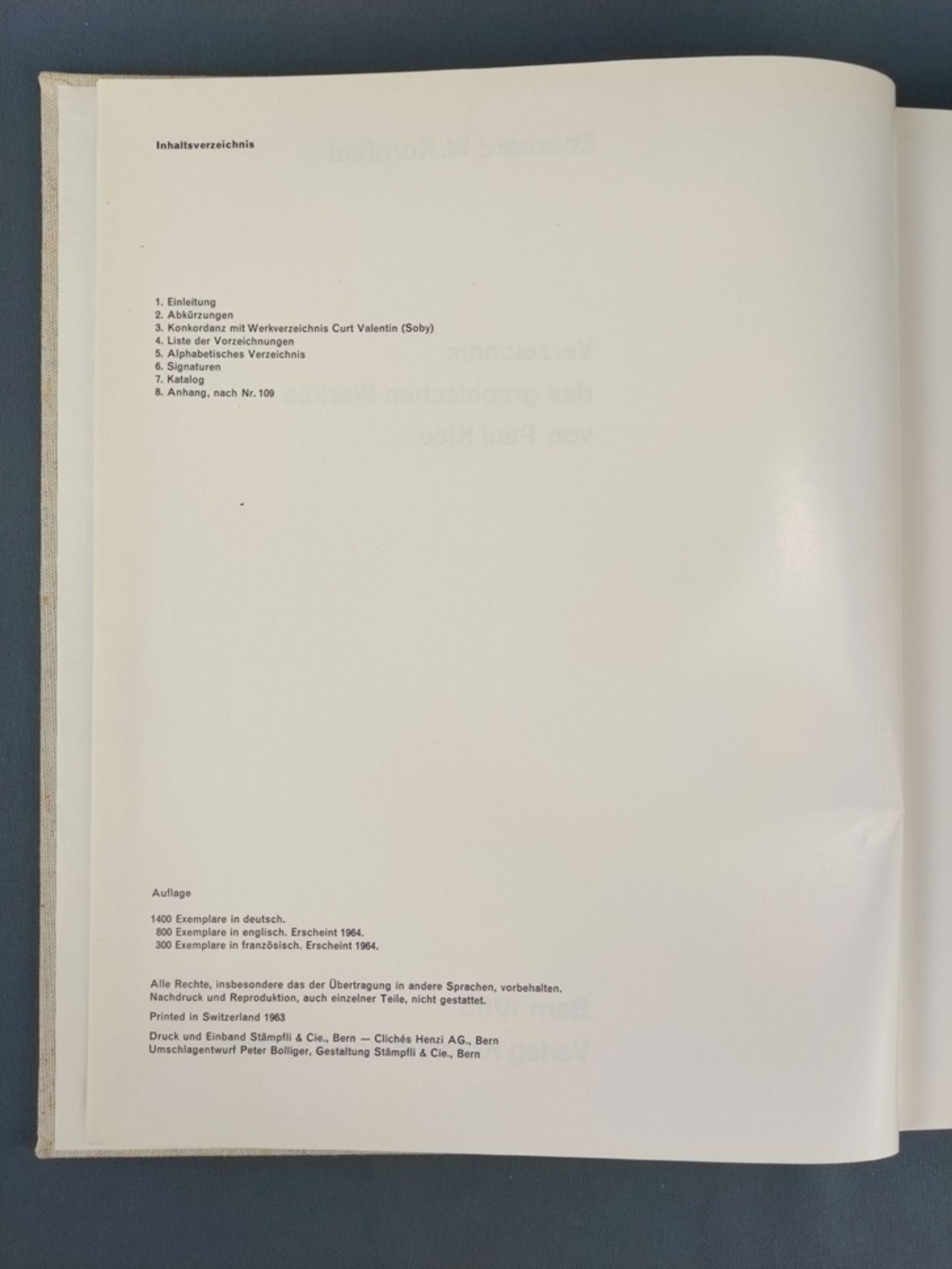 Kunstband Klee, Kornfeld, Eberhard W., "Verzeichnis des graphischen Werkes von Paul Klee", Bern 196 - Bild 2 aus 2