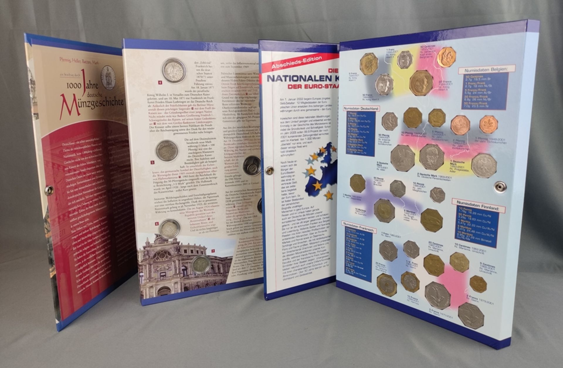 Zwei Faltalben, "Die letzten Nationalen Kursmünzen der Euro-Staaten" Ex.2097/10000, und "1000 Jahre - Bild 2 aus 2