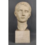 Büste "Junger Augustus", Adoptivsohn von Julius Caesar, unbekannter Künstler, Antikenkopie, weißer