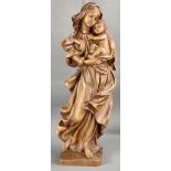 Madonna, Muttergottes mit Jesuskind, Holz beschnitzt, monogrammiert AS (für Adalbert Stiegeler) und