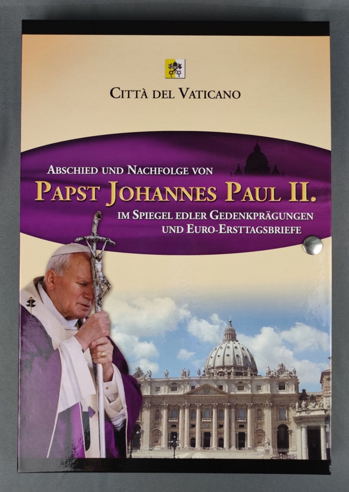 Papst Johannes Paul II. Gedenkprägungen und Ersttagsbriefe, die Sammlung enthält 6 Gedenkprägungen 