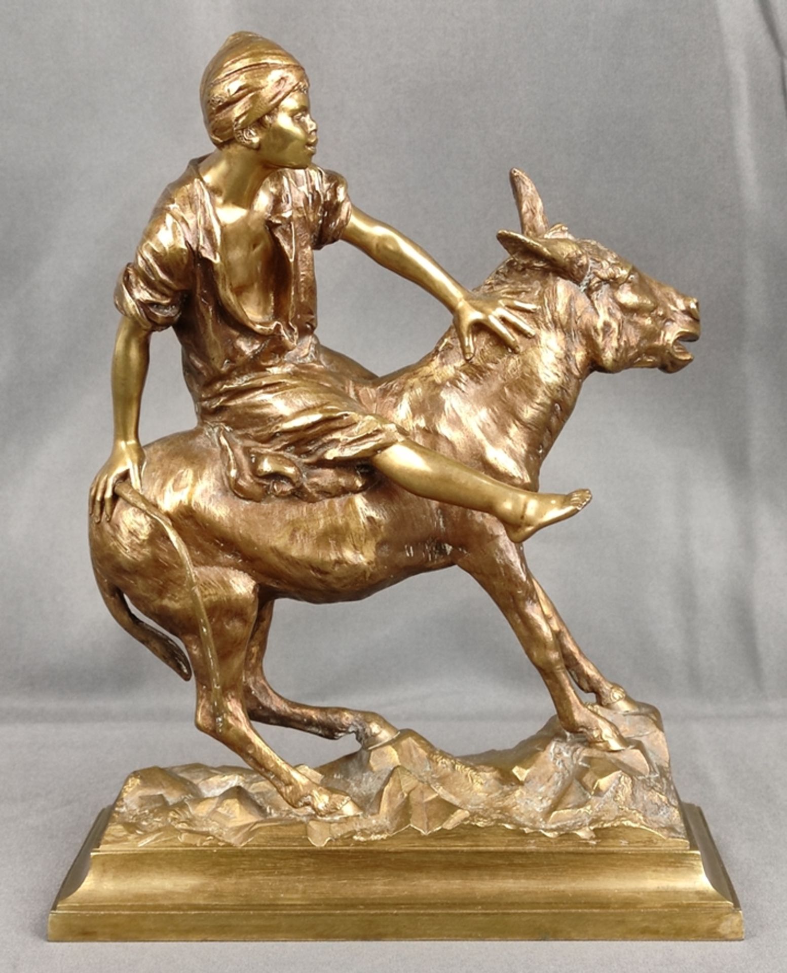 Aichele, Paul (1859 Markdorf-1910/24 Berlin-Wilmersdorf) "Arabischer Junge auf bockigem Esel reiten - Bild 2 aus 4