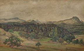 Geißler, Hugo (1895-1956 Tuttlingen) "Hegau Landschaft", Aquarell auf Papier, rechts unten signiert