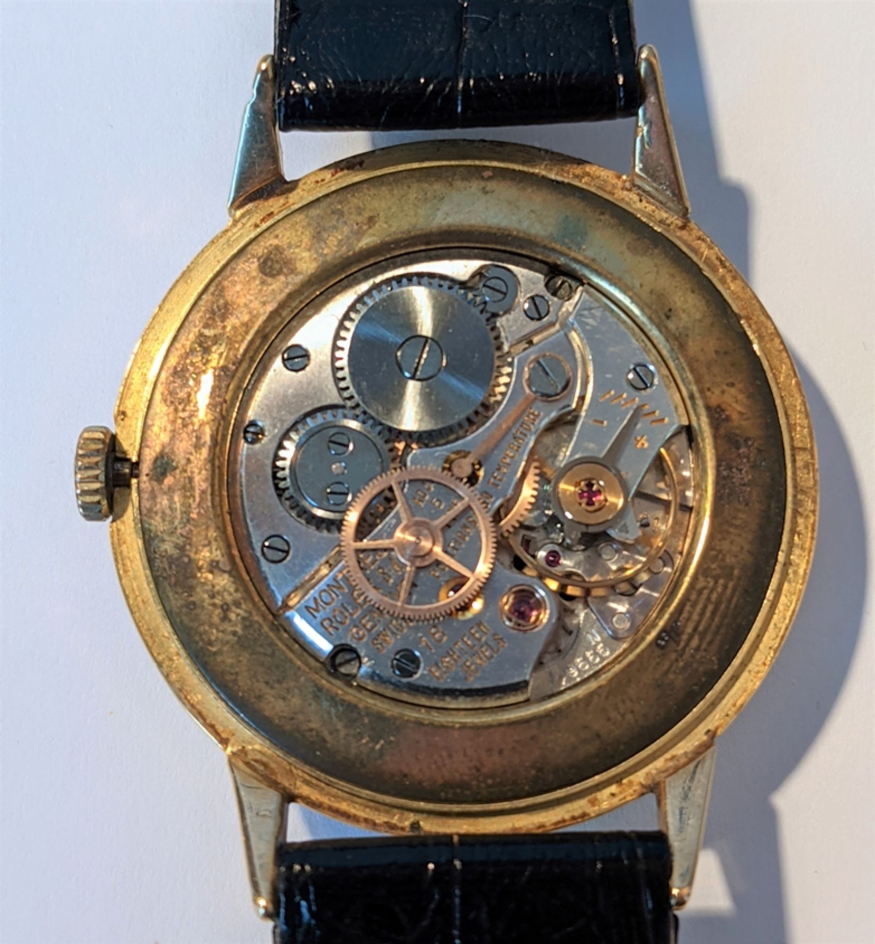 Armbanduhr, Rolex, 1940er, rundes Ziffernblatt mit goldenen Indizes, Durchmesser (mit Krone) 37mm,  - Bild 4 aus 5