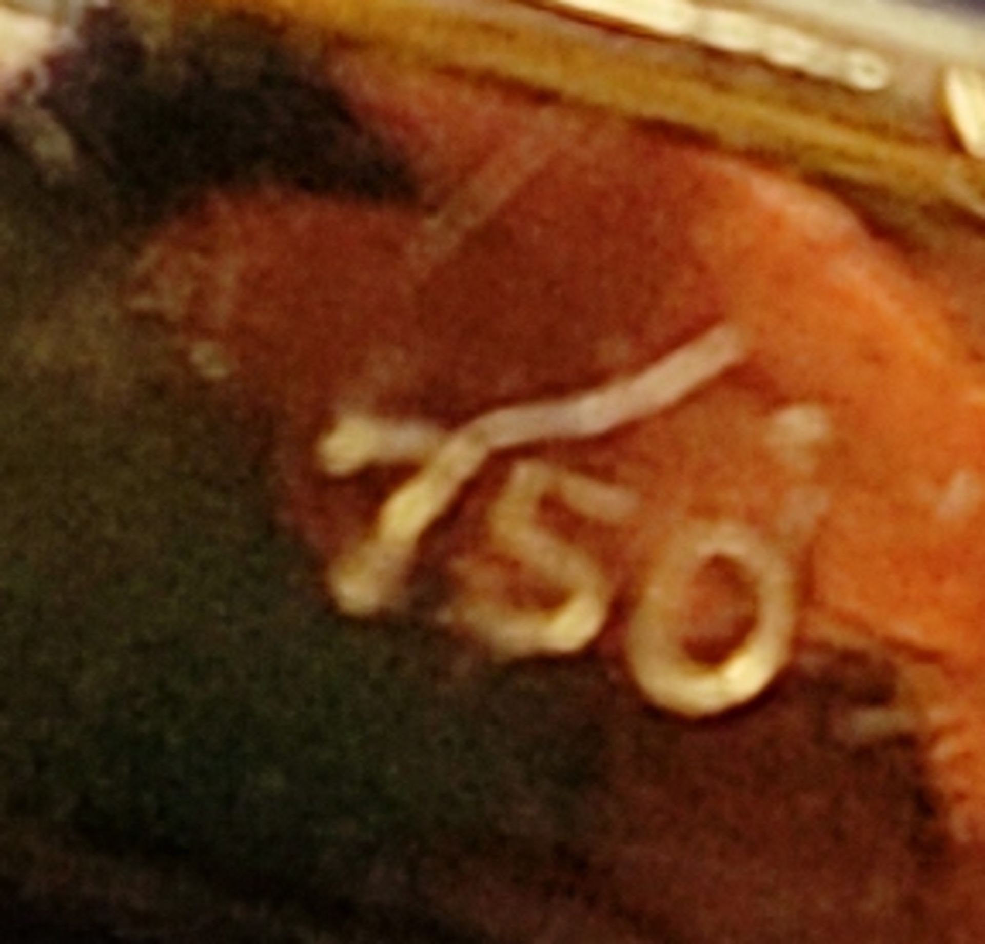 Ring mit großer Barock-Perle umgeben von 7 Brillanten, um ca. 0,6ct, signiert AK, 750/18K Gelbgold, - Bild 4 aus 4