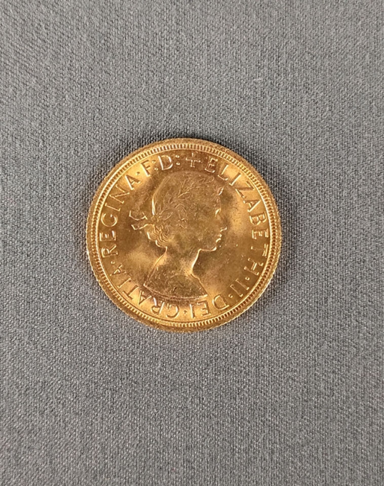 Gold-Sovereign, Elizabeth II, 916 Gold, 1965, 8g, Diameter 22mm