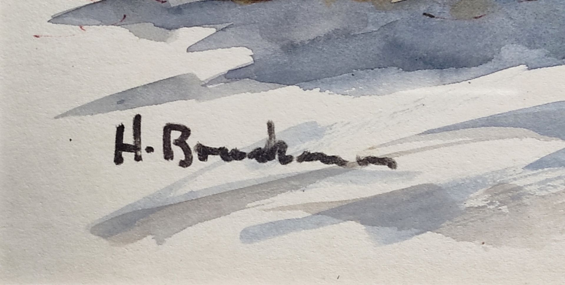 Bruckmann, Hans (20. Jahrhundert Meckenbeuren) "Winterlandschaft", Aquarell auf Papier, links unten - Bild 3 aus 3