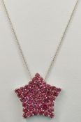 Star pendant on chain, Pasquale Bruni, No. 2211 AL, set with 40 tourmalines (pink), 750/18K white g