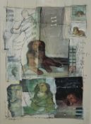 Möhrle, Peter (1952 - 2002 Radolfzell) "Hundeliebe", Mischtechnik mit Collage-Elementen, links unte