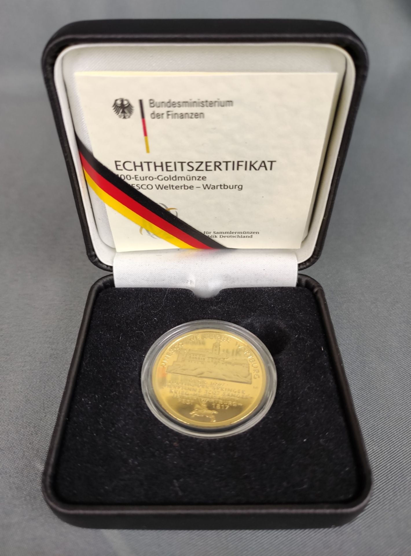 100 Euro Goldmünze, UNESCO-Welterbe, Wartburg, 2011, Feingold, 15,55g, Durchmesser 28mm, limitierte