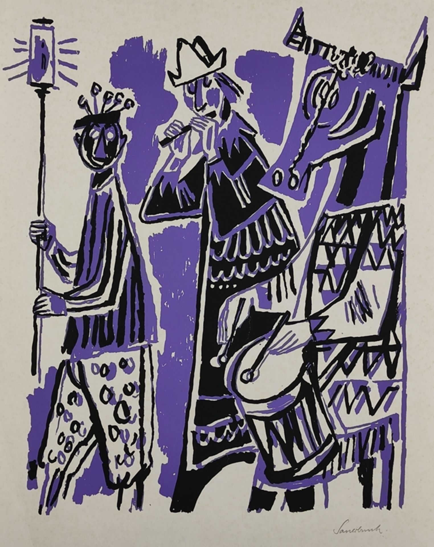 Sauerbruch, Hans (1910 Marburg- 1996 Constance) " Carnival procession", color series print, 36x26 c