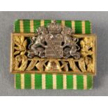 Sachsen, Feuerwehr-Ehrenzeichen für 25 Jahre, verliehen 1885-1918, Bronze, vergoldet und Silber, Sp