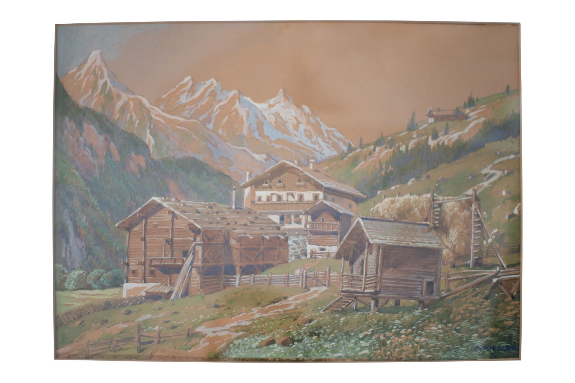 Alpine landscape with houses - Image 2 of 5