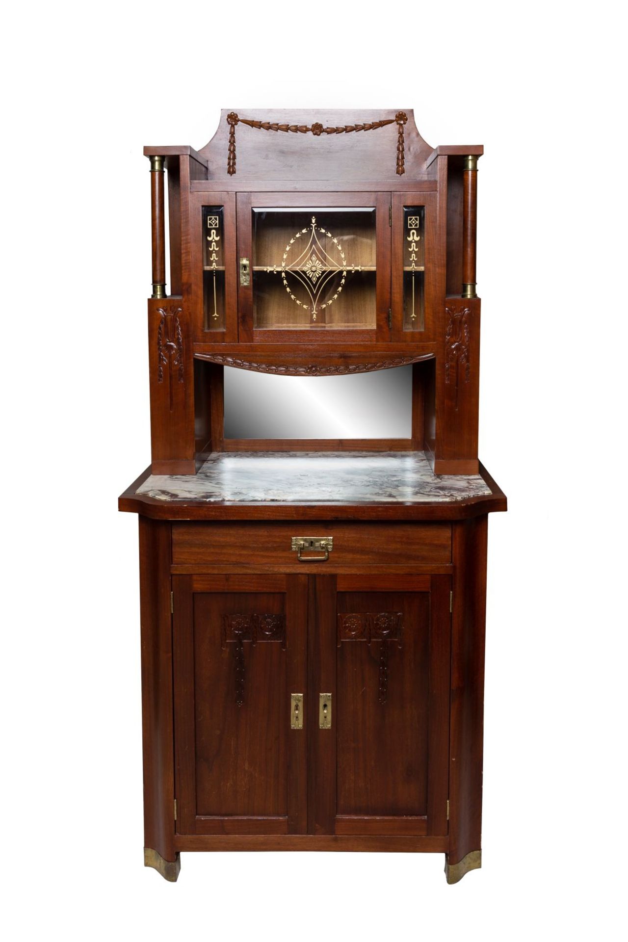 Art Nouveau countertop crockery cabinet, early 19th century.