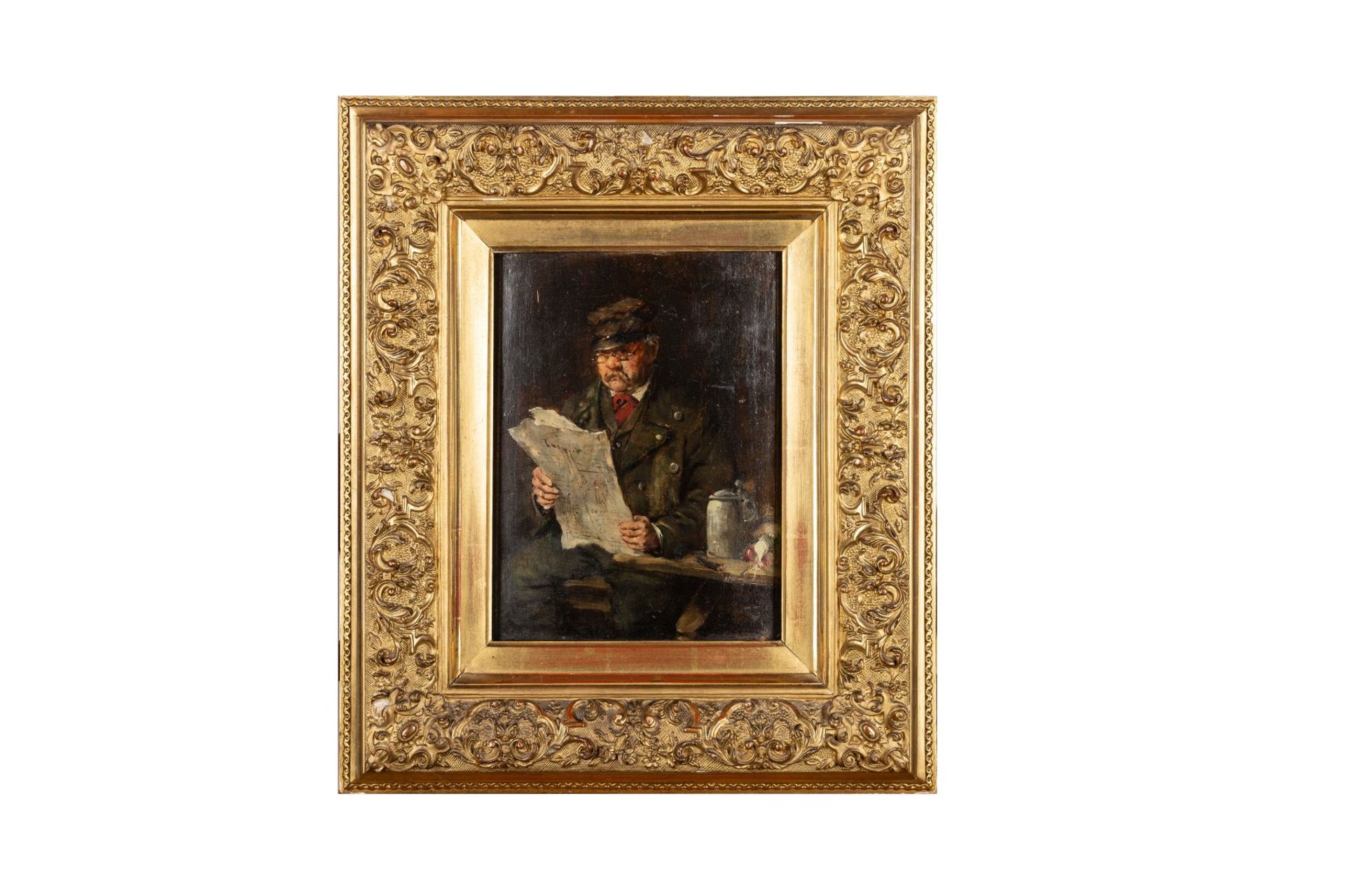 Hugo Kaufmann (1868-1919) attributed Munich around 1880 "Der Zeitungleser" (The Newspaper Reader)