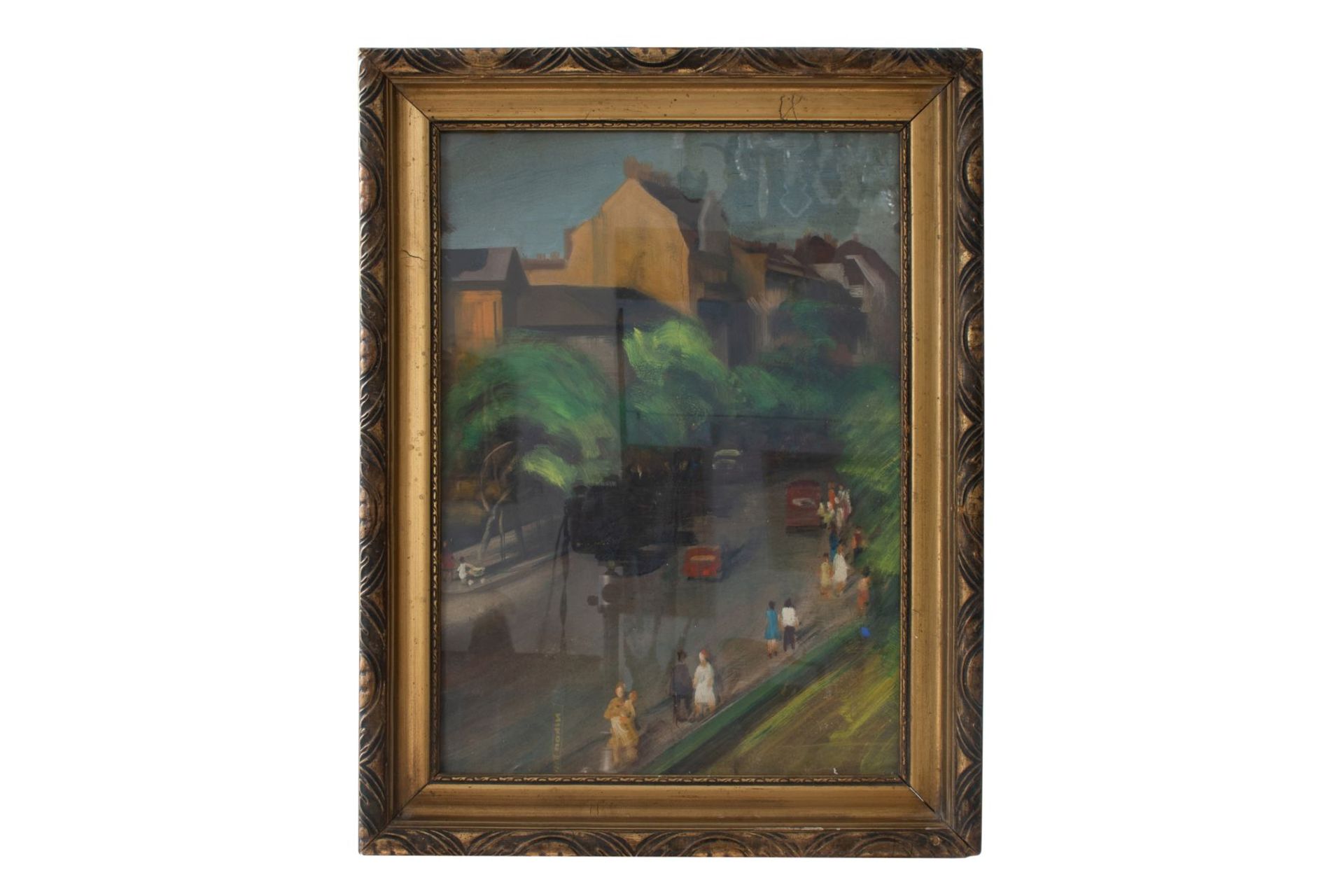 Artists of the 20th century " Street with vehicles and people".