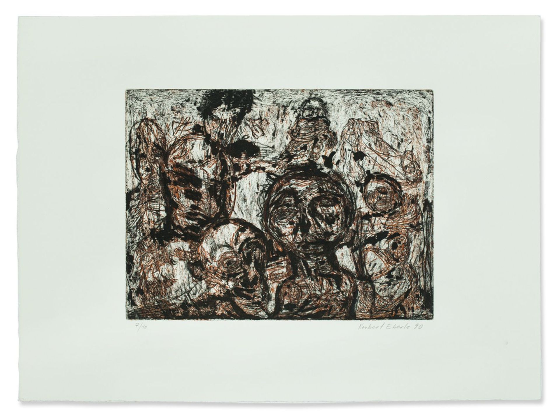 Norbert Eberle, Color Etching of Heads, Germany, 1990