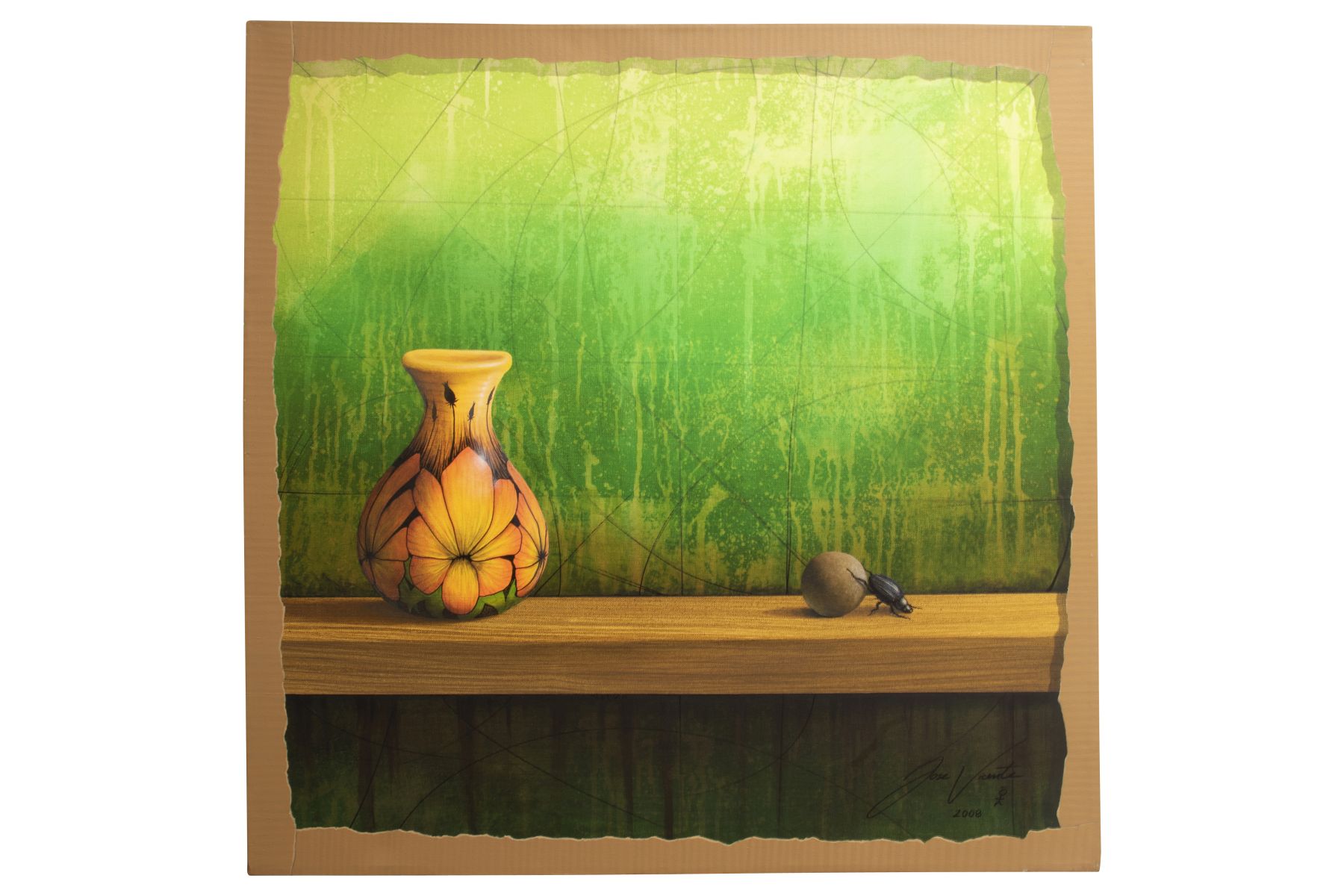 Jose Vicente (1977) " Vase against green background