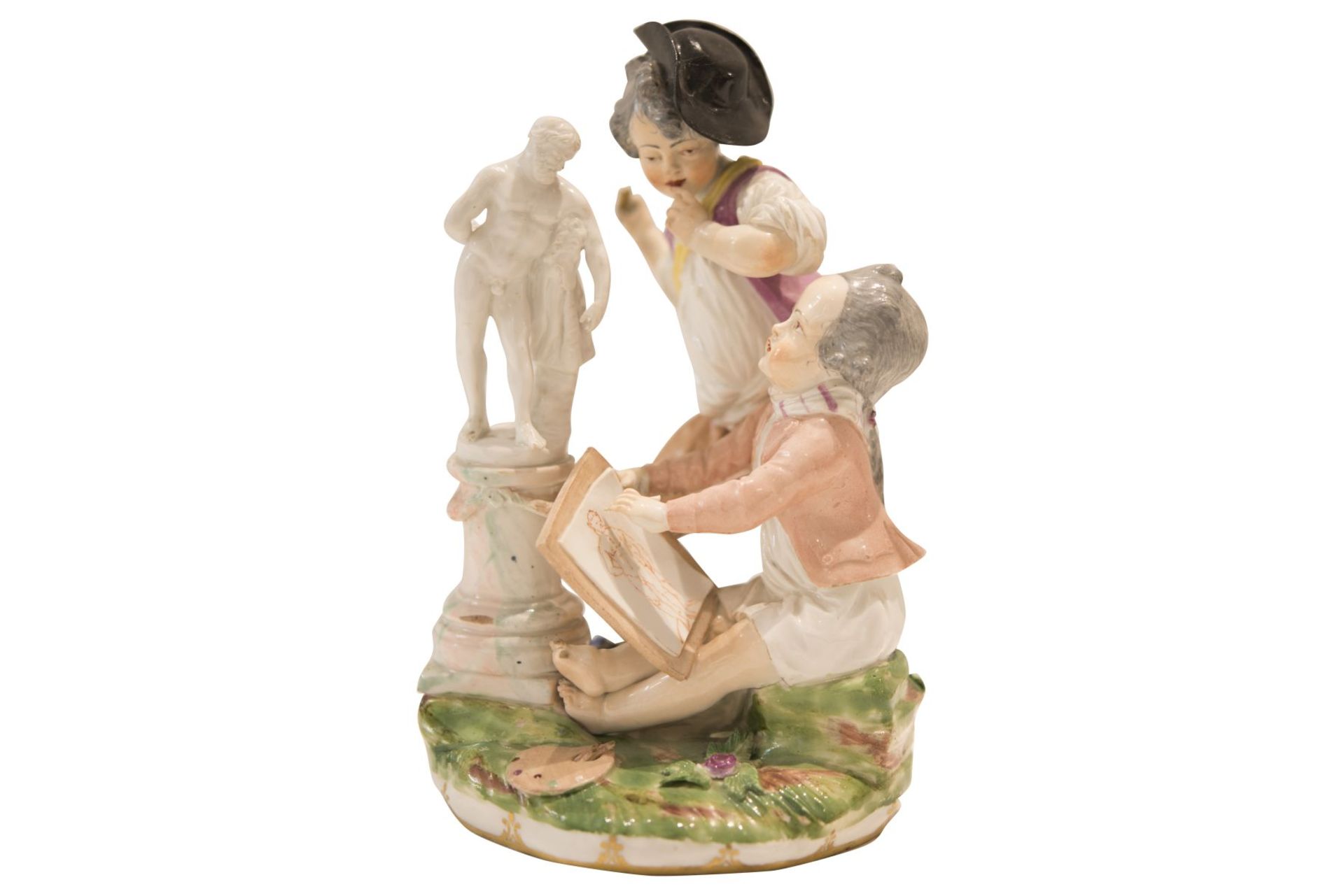 Figures group "Painters" Viennese Porcelain Manufacture 18th century - Image 5 of 6