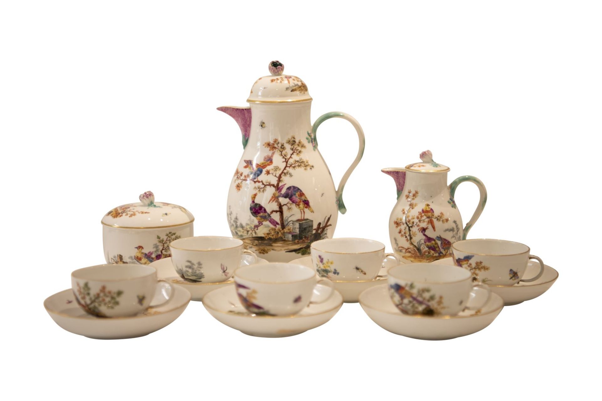 9 piece porcelain service Meissen around 1763 - Image 2 of 12